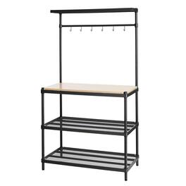 Design Ideas - MeshWorks Metal Storage Utility Wood Top Shelving Unit Rack - Black