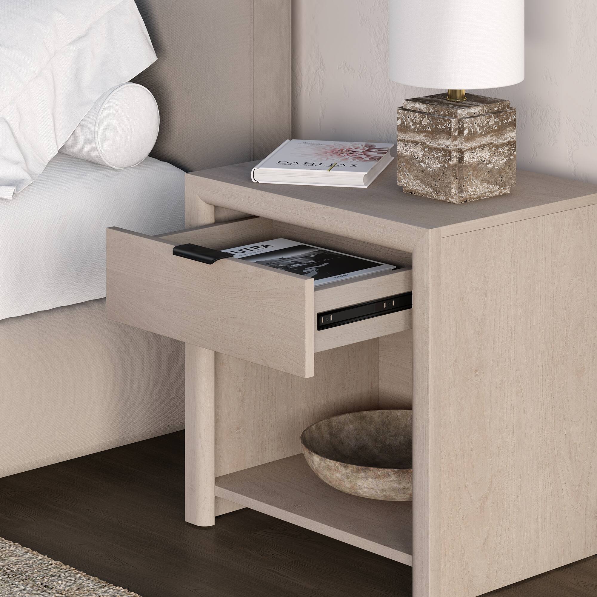 Alt View 4. Hudson&Canal - Clara 24" Rectangular Nightstand - White.