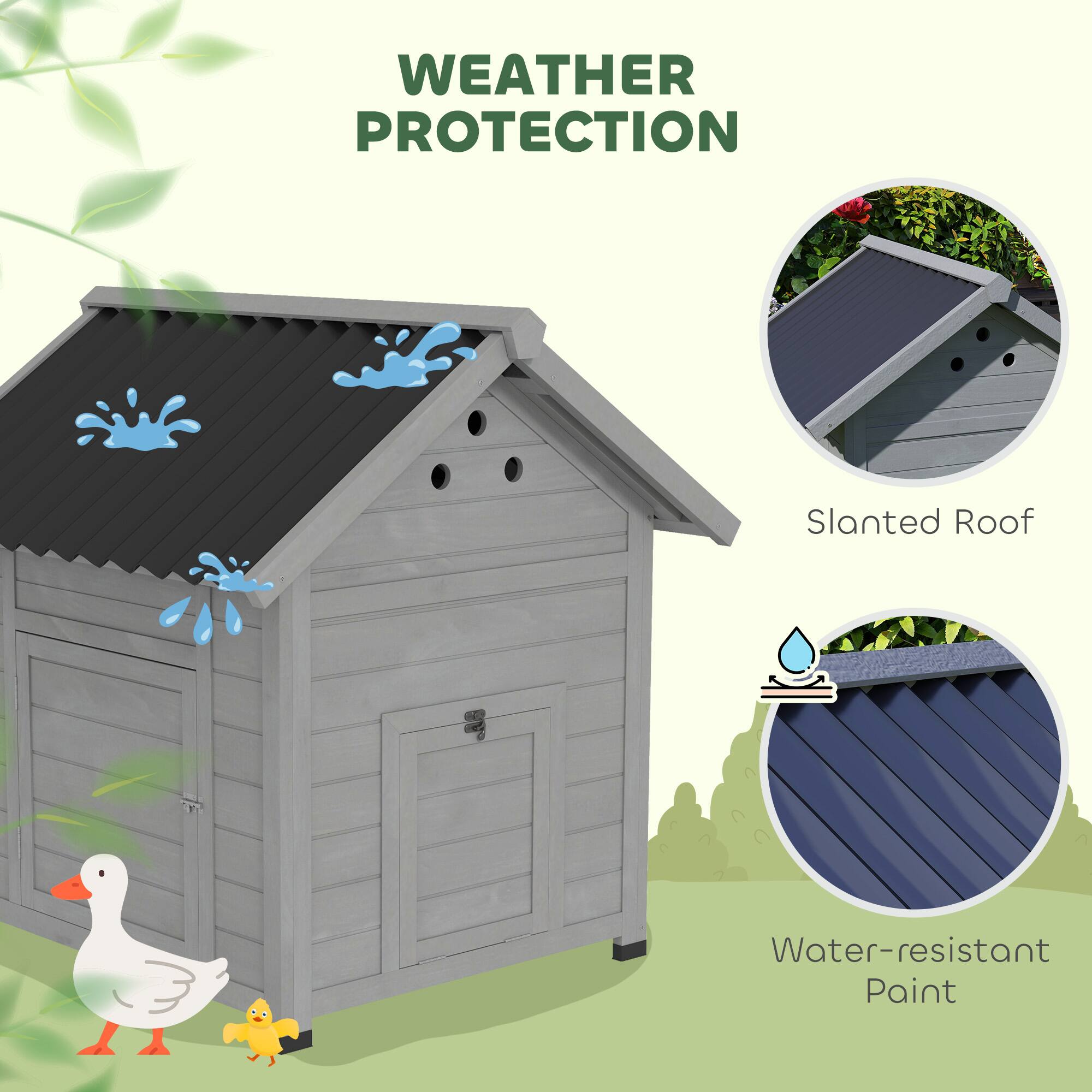 WEATHER PROTECTION

- Slanted Roof
- Water-resistant Paint
