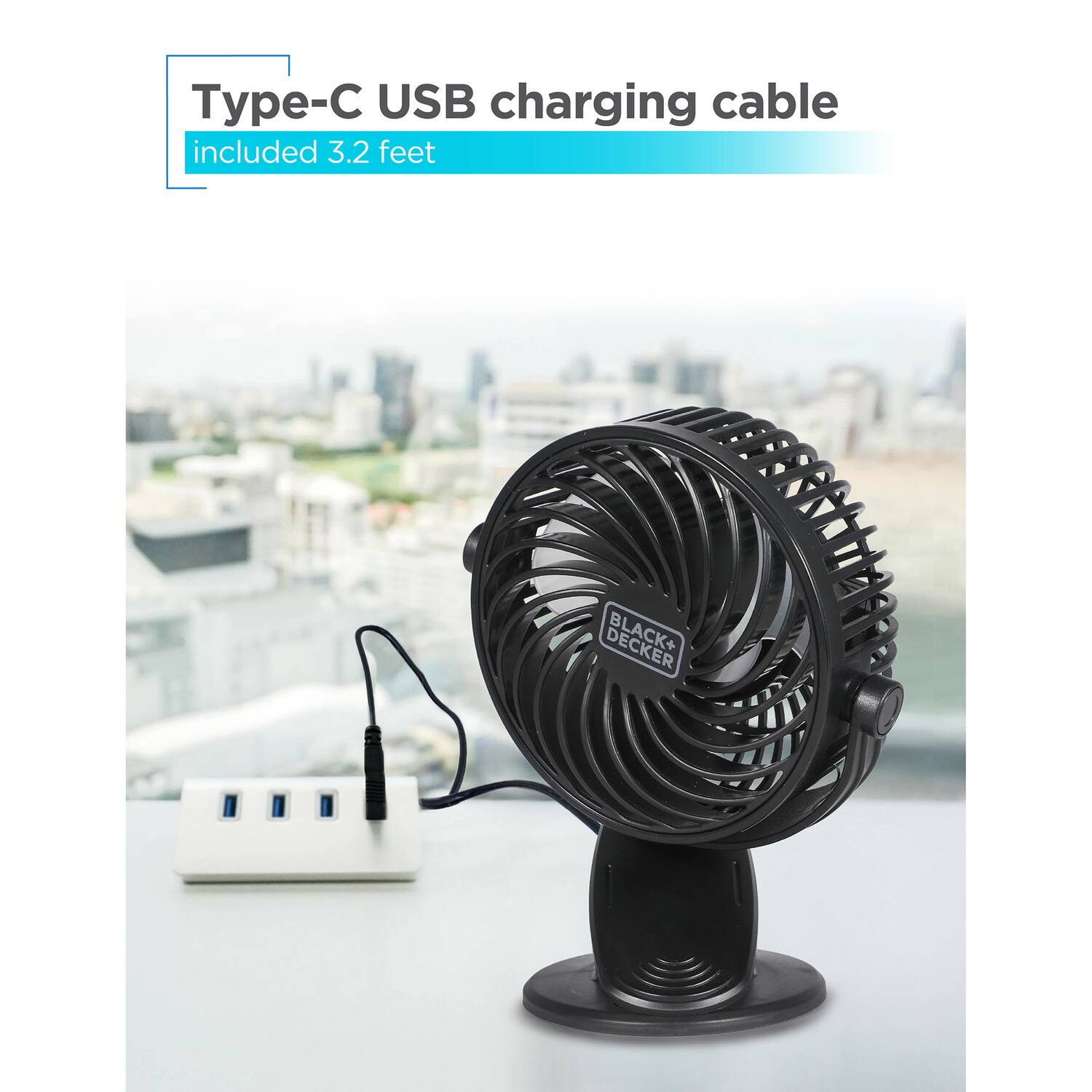 Type-C USB charging cable  
included 3.2 feet