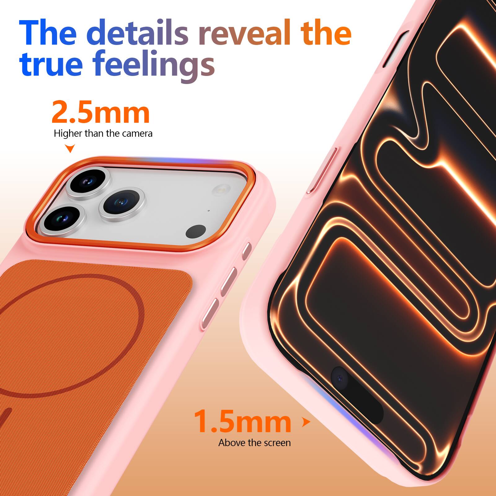 The details reveal the true feelings

2.5mm
Higher than the camera

1.5mm
Above the screen