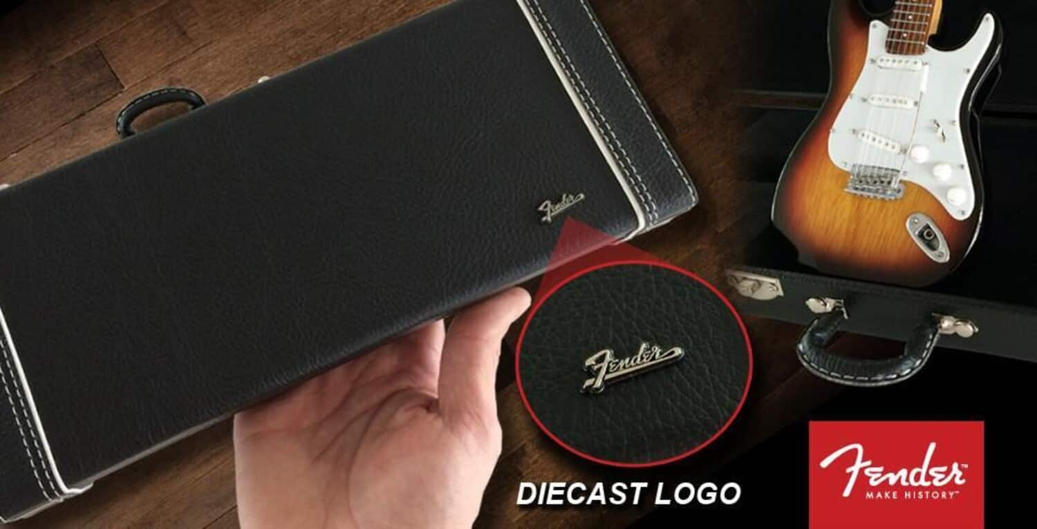 Axe Heaven - Fender Guitar Case With Diecast Fender Logo for Mini Guitar Replica Collectible Black CASE-FC-1