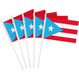 G128 - Handheld Puerto Rico Stick Flags 4x6 Inch Printed 150D Polyester 30 Pack - Light Blue