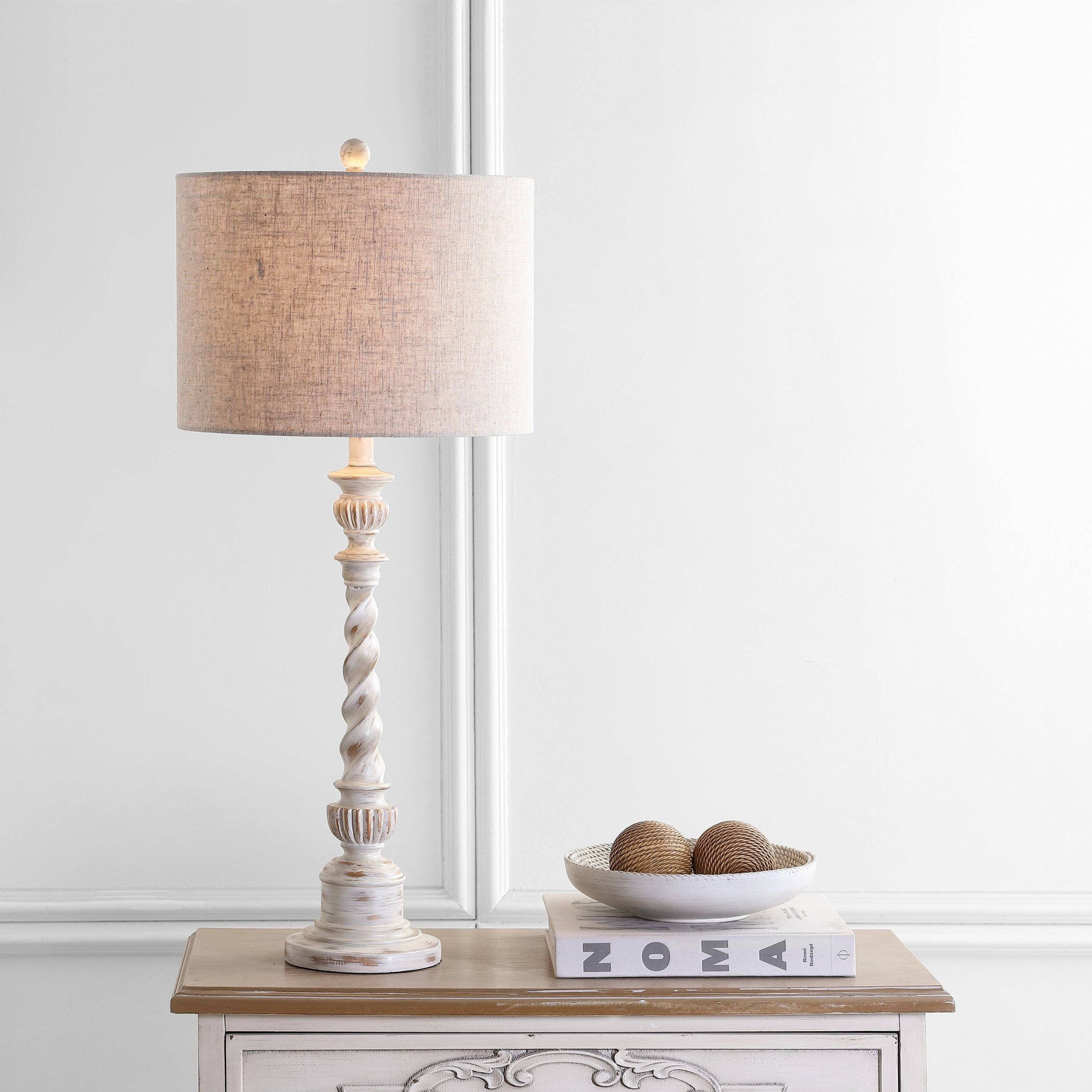 Alt View 1. Jonathan Y - Regent 33" Rustic Resin LED Table Lamp, White Wash - White Wash.
