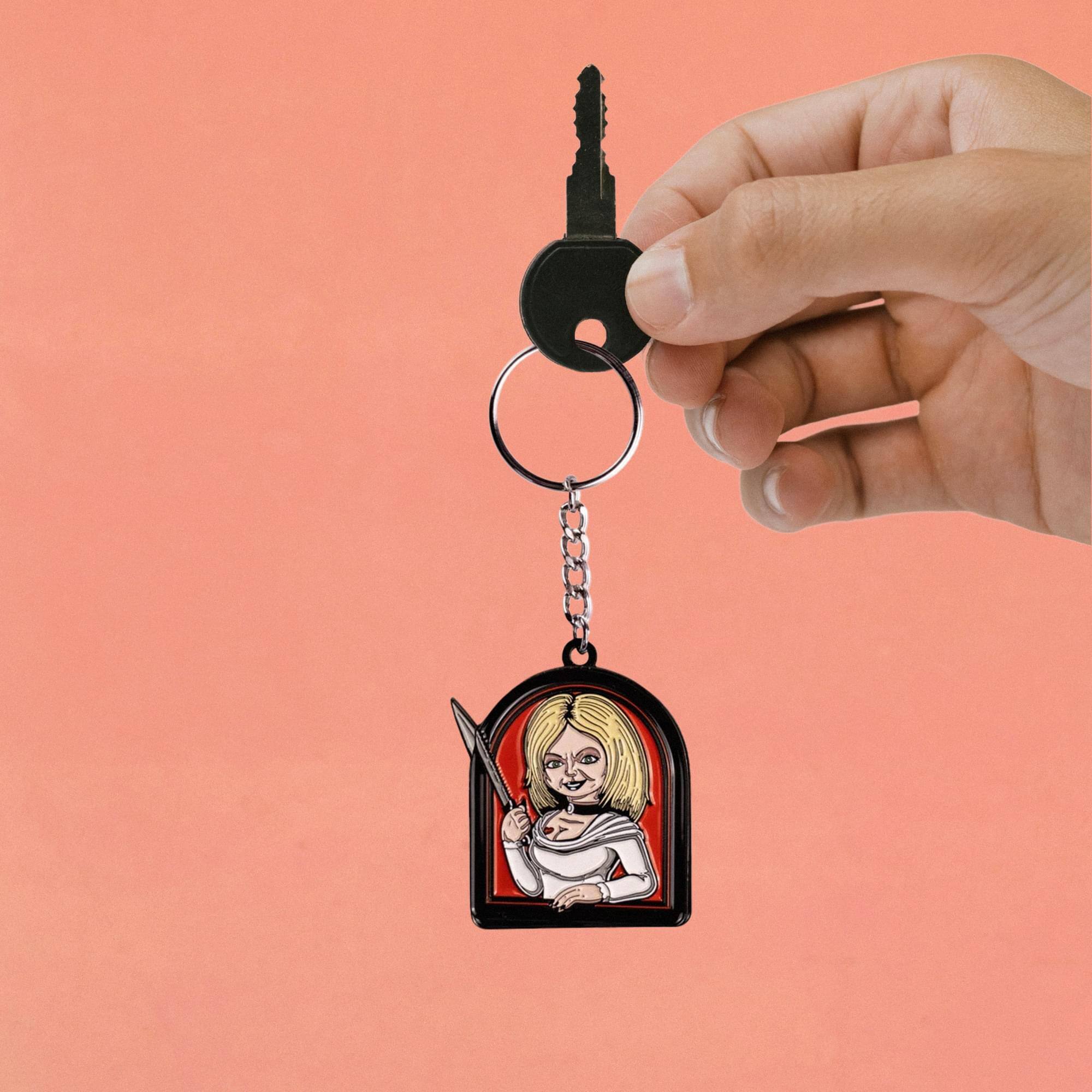 Alt View 10. Trick or Treat Studios - Child's Play Seed of Chucky Tiffany Enamel Keychain - Multi-Color.