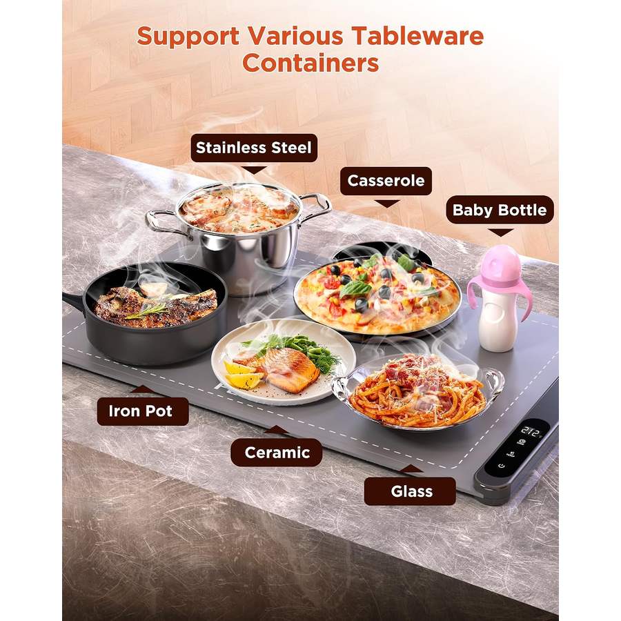 Support Various Tableware Containers

- Stainless Steel
- Casserole
- Baby Bottle
- Iron Pot
- Ceramic
- Glass