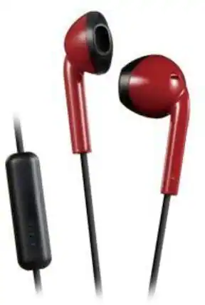 Front. PopMarket - JVC HAF19MRB Vintage Earbuds IPX2 Sweat Proof Includes Mic & Remote (Red/Black) - HEADPHONES - Multicolor.