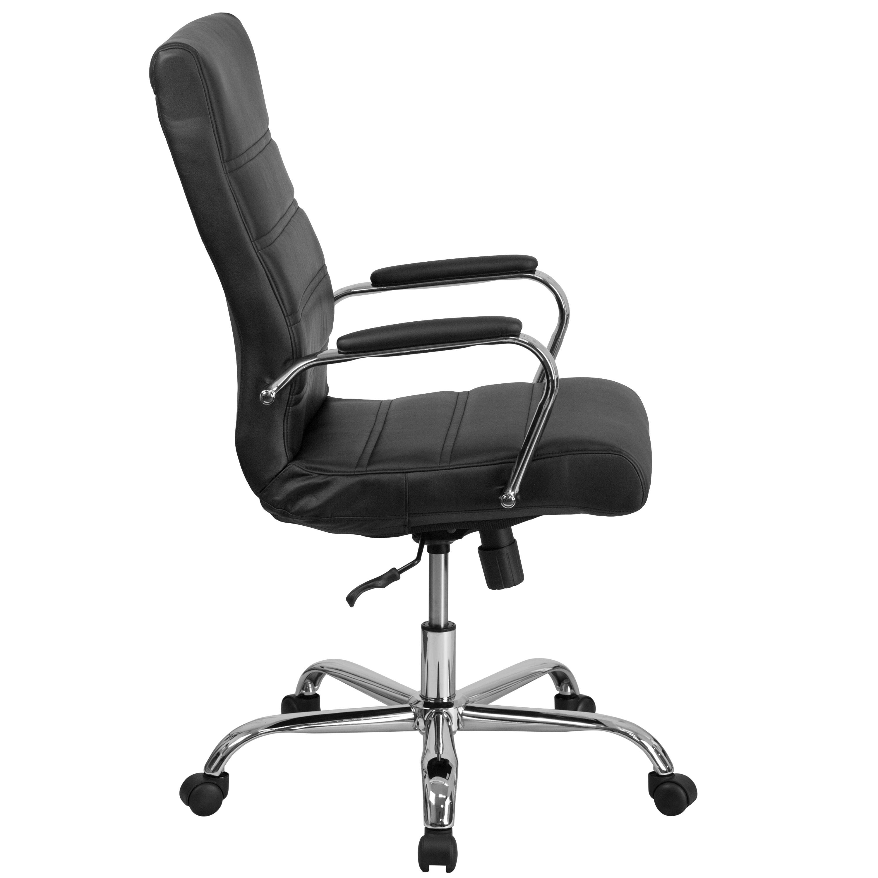 Alt View 6. Emma + Oliver - High Back Executive Swivel Office Chair with Metal Frame and Arms - Black LeatherSoft/Chrome Frame.