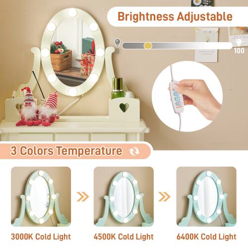 Brightness Adjustable

3 Colors Temperature

3000K Cold Light

4500K Cold Light

6400K Cold Light