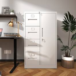Anysun - Sleek Design Steel Vertical File Cabinet with Spacious Storage Drawers and Adjustable Hanging Rails - White