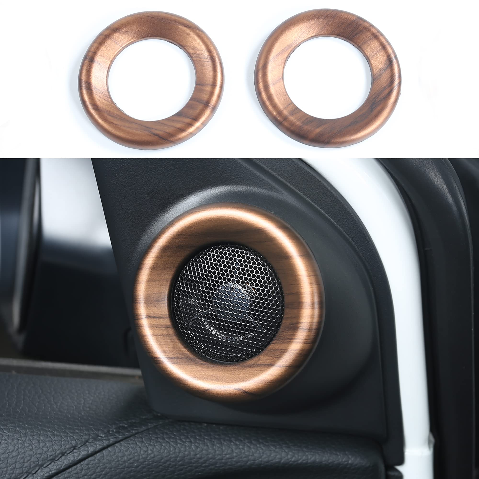 Pacoar Cade - Crv Rings Peach Wood Grain Front Door Horn Loudspeaker Decorations Circle Trims Honda Cr-v 2 For Crv Rings Peach Wood - Default