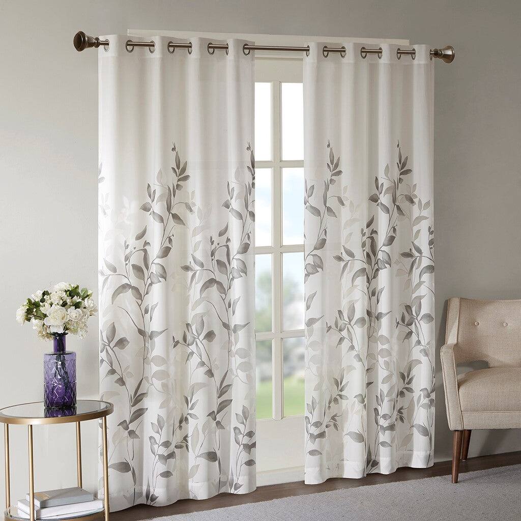 Angle. BreeBe - Burnout Printed Curtain Panel Pair(2 Pcs Window Panels) - Multicolor.