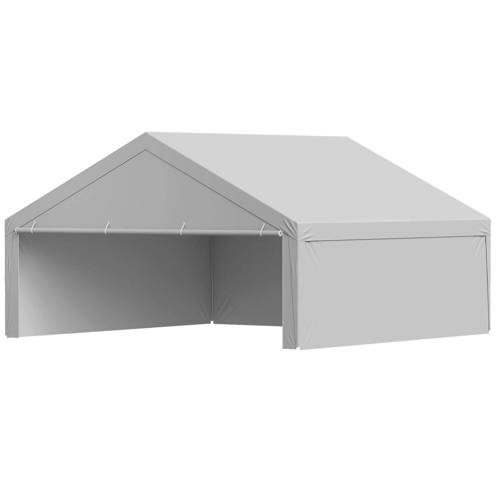 Alt View 5. VEVOR - Carport Replacement Canopy, 20 x 20 ft Potable Garage Tent Top Tarp with Sidewalls, UV-Resistant & Waterproof - Grey.