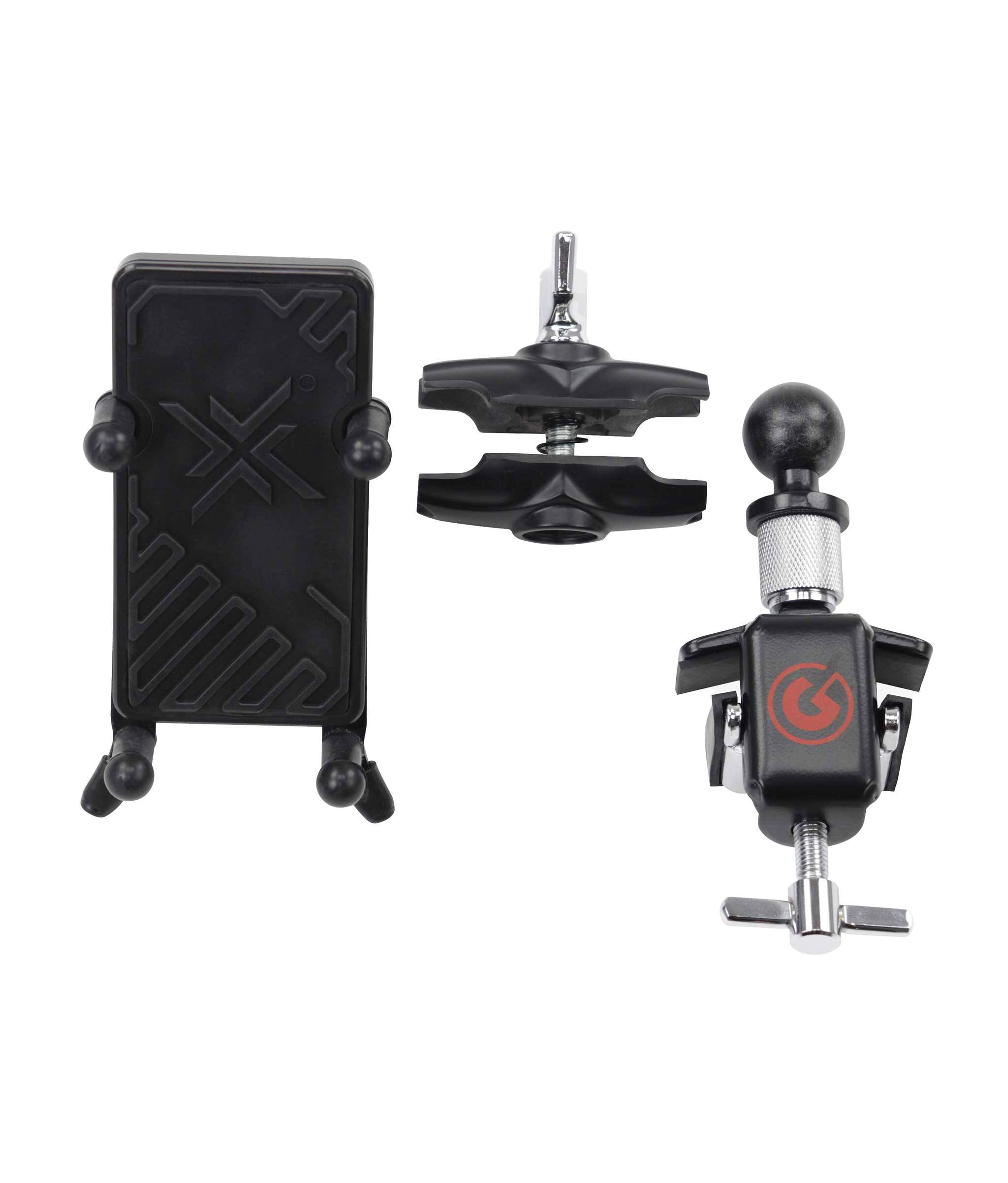 Alt View 1. Gibraltar Hardware - Dual Adjust Smartphone Bass Drum Hoop Mount, Secure, Adjustable with Angle Placement, Accommodates most Phones - Black.