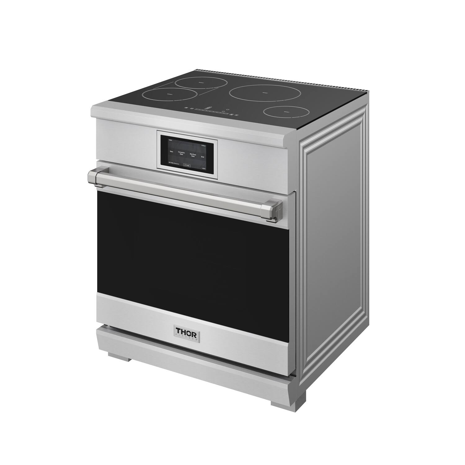 Left. Thor Kitchen - 4.8 Cu Ft. Freestanding Induction Range with Air Fry - Stainless steel.