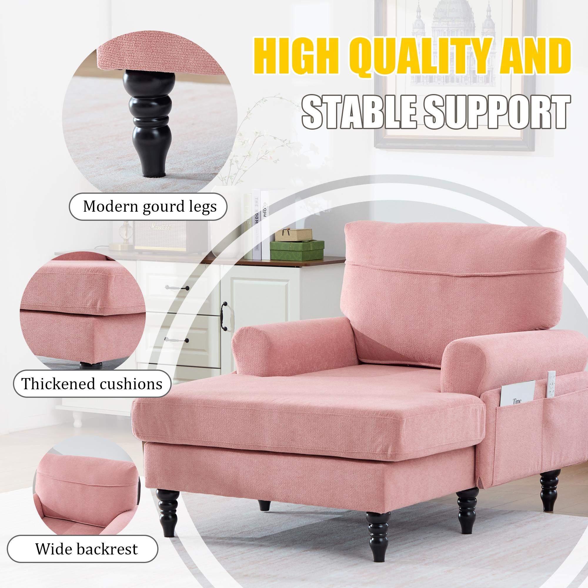 HIGH QUALITY AND STABLE SUPPORT

- Modern gourd legs
- Thickened cushions
- Wide backrest