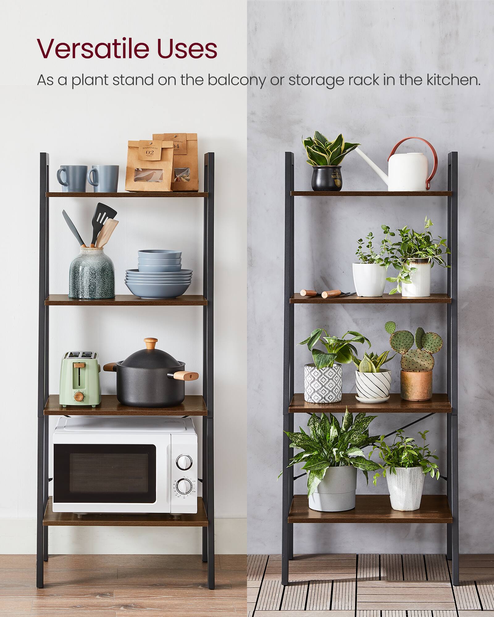 Versatile Uses  
As a plant stand on the balcony or storage rack in the kitchen.