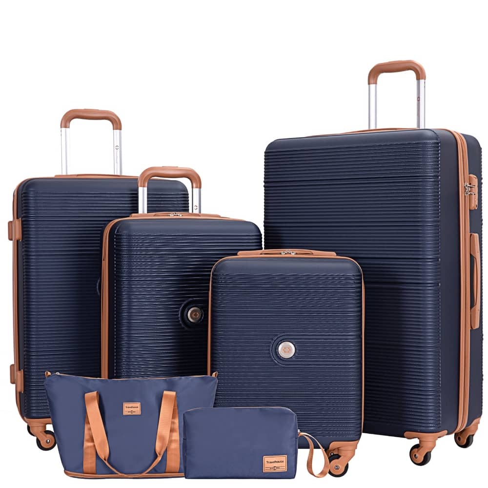LUGGEX 5 Piece Hardside Luggage Set with Tote and Toiletry Bag EX