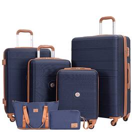 Ropilly - 6 Piece Hardshell Luggage Set Lightweight Hardside Suitcase with TSA Lock - Blue