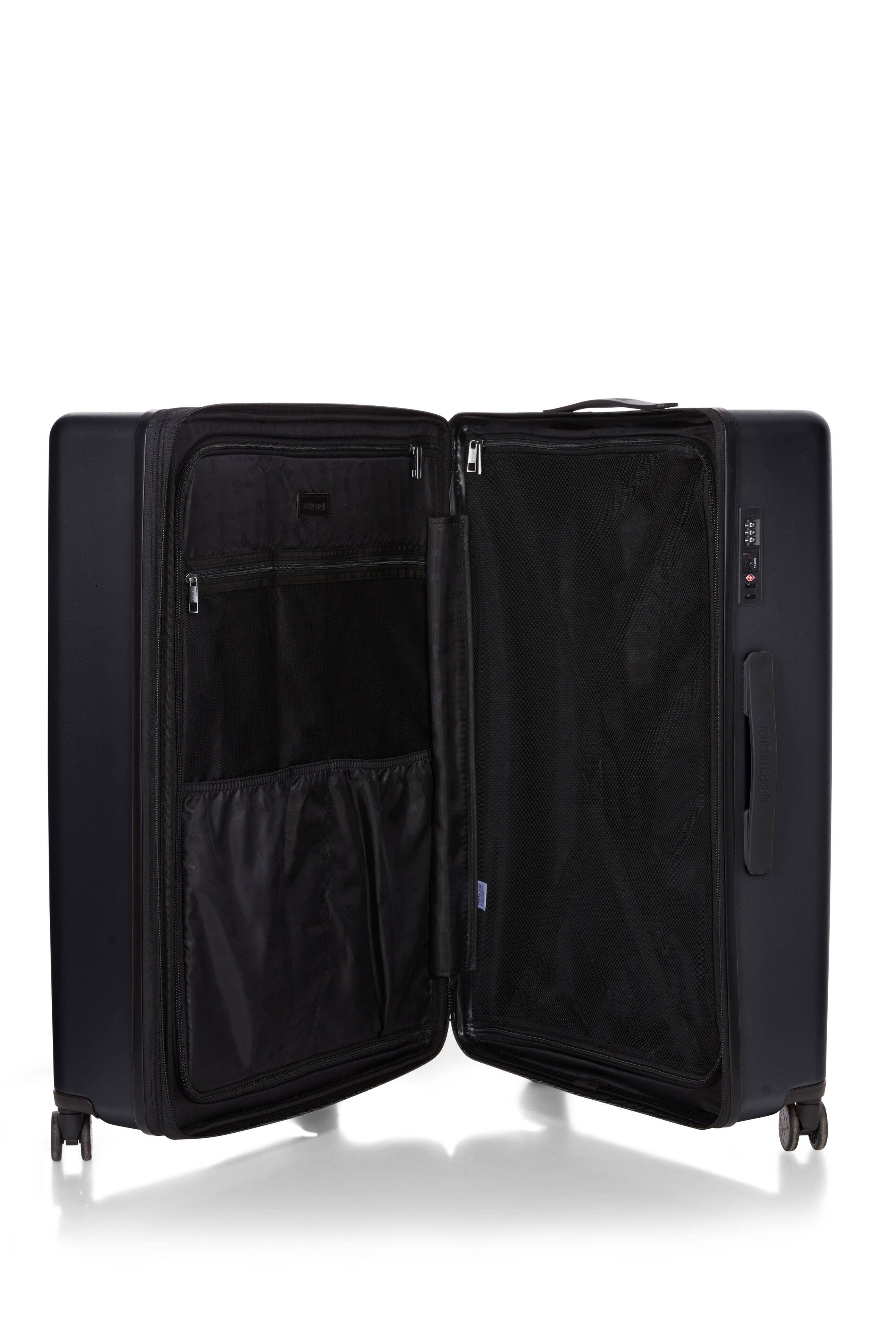 Alt View 1. Roberto Cavalli - 3 Piece Luggage Set with Expandable Hard Shell & 8 Spinner Wheels - BLACK.