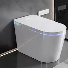 Front. TOTTE - Touchless Smart Toilet with Auto Lid & Auto Flush, Adjustable Bidet Wash, Heated Seat, Warm-Air Dryer, Emergency Flush - White.