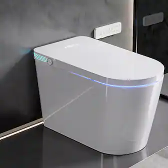 Front. TOTTE - Touchless Smart Toilet with Auto Lid & Auto Flush, Adjustable Bidet Wash, Heated Seat, Warm-Air Dryer, Emergency Flush - White.