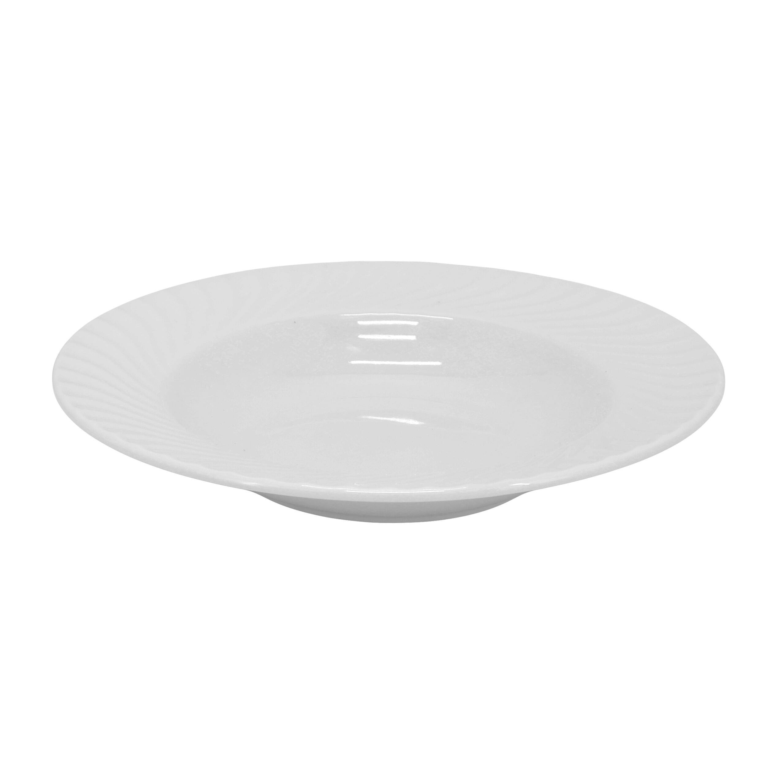 Alt View 4. Elama - Elama Julia 16 Piece Scalloped Double Bowl Porcelain Dinnerware Set in White - White.