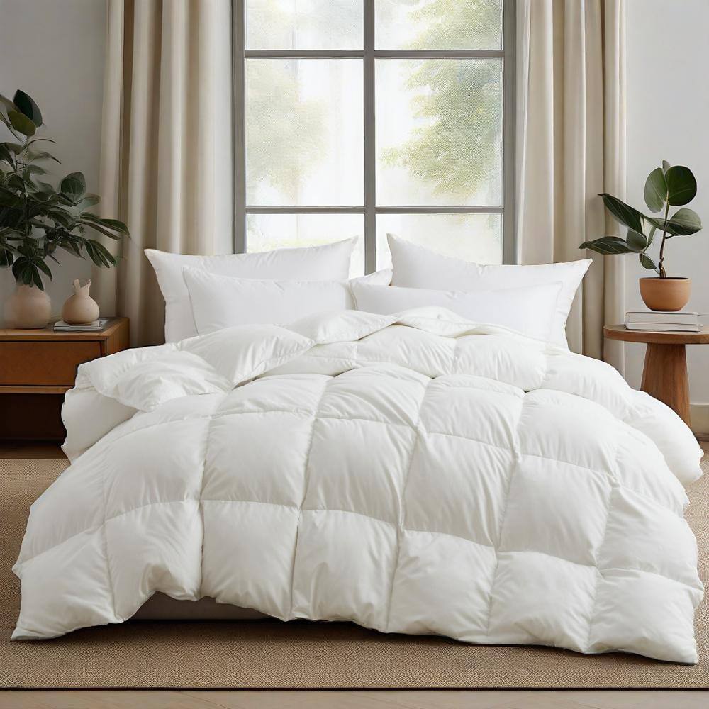 Peace Nest - Heavyweight Extra Warmth Goose Feather Down Fiber Duvet Comforter Insert, Full/Queen - White