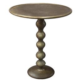 Manhattan Lane - Shae 22 Inch Round Side End Table - Antique Cast Aluminum with Hammered Texture For Small Places - Brass