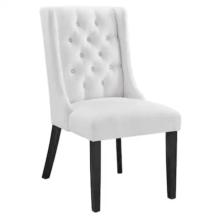Front. Modway - Baronet Button Tufted Fabric Dining Chair by Modway - White.