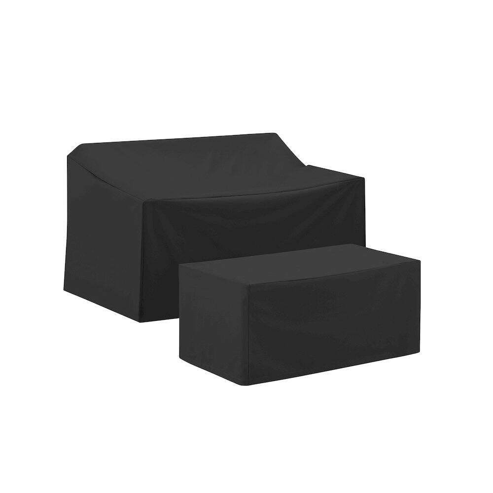 Back. Crosley Furniture - 2Pc Outdoor Furniture Cover Set - Loveseat & Coffee Table - Black.