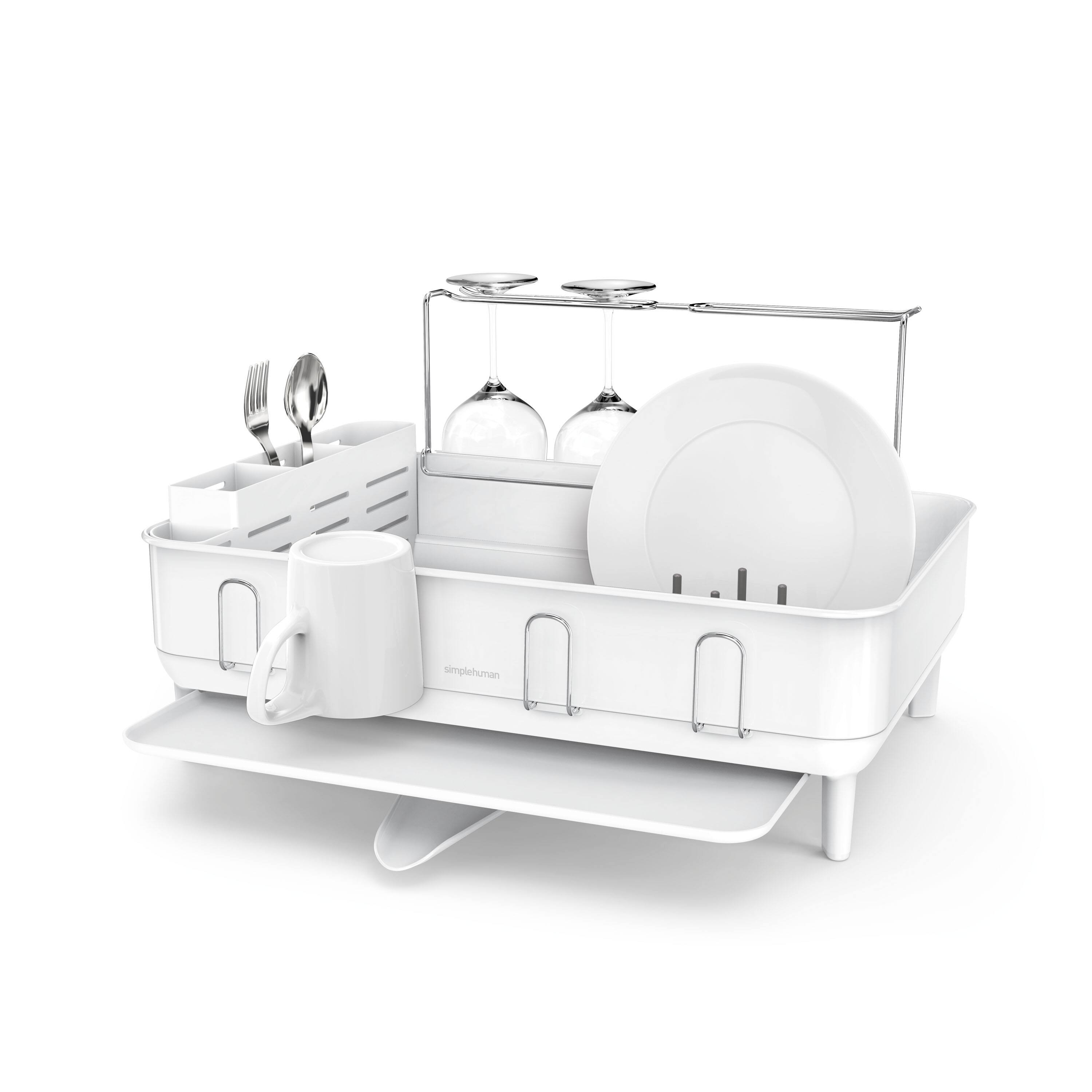 Front. simplehuman - steel frame dishrack, white steel - White.