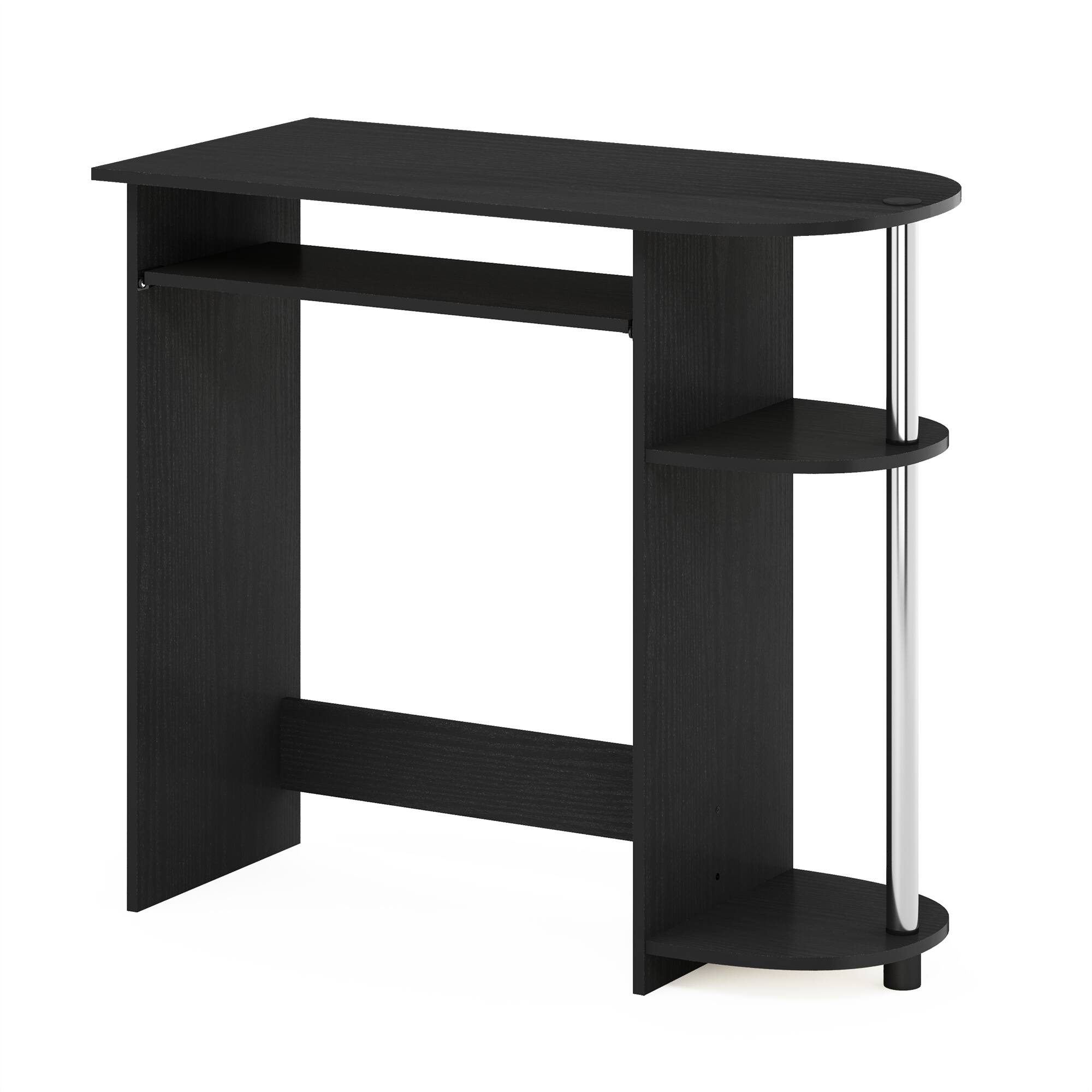 Front. Furinno - Simplistic Easy Assembly Computer Desk,  Stainless Steel Tubes - Americano/Stainless Steel.