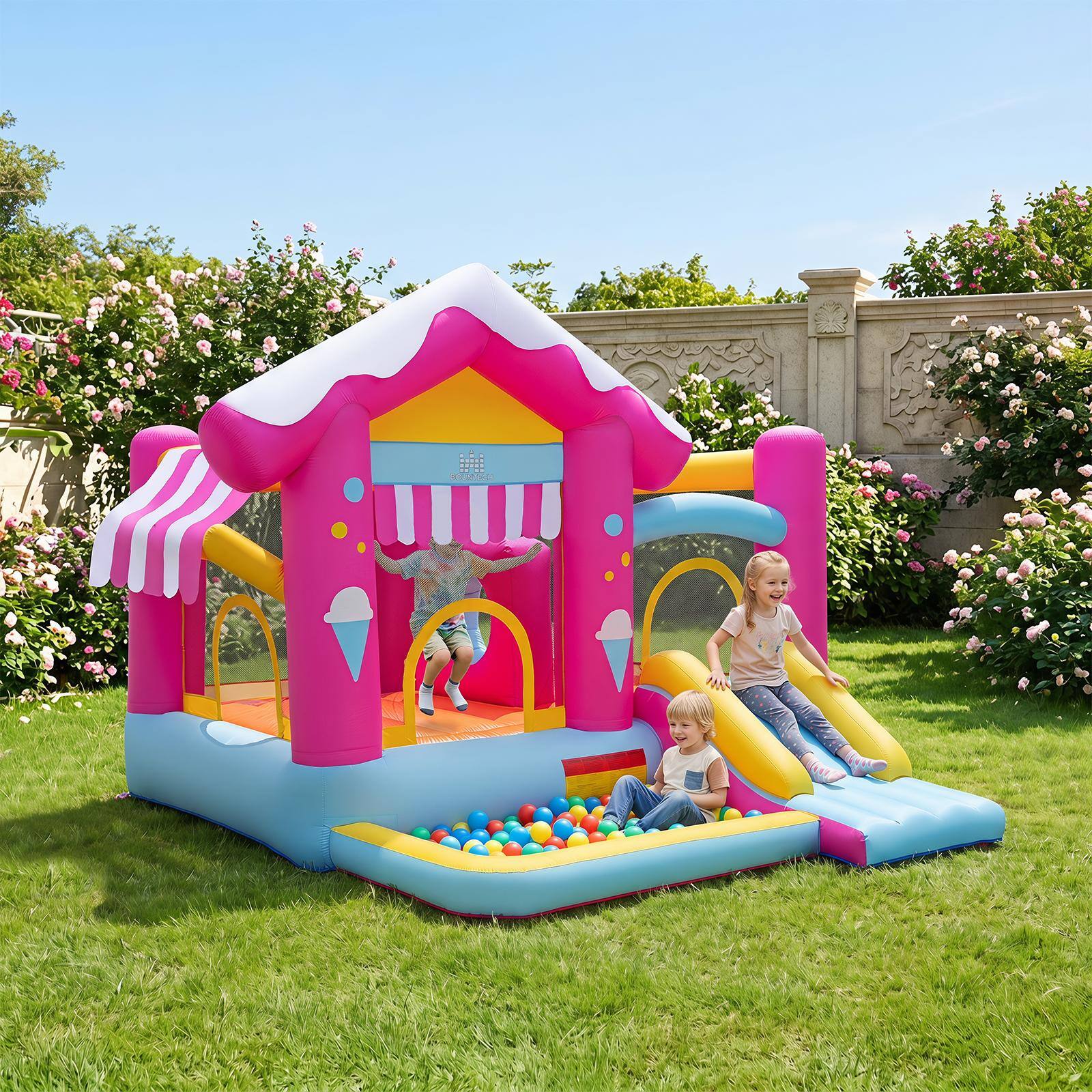 Alt View 1. Costway - Costway Sweet Jumping Castle with Slide, Ball Pit, Carrying Bag, 680W Blower for Outdoor.