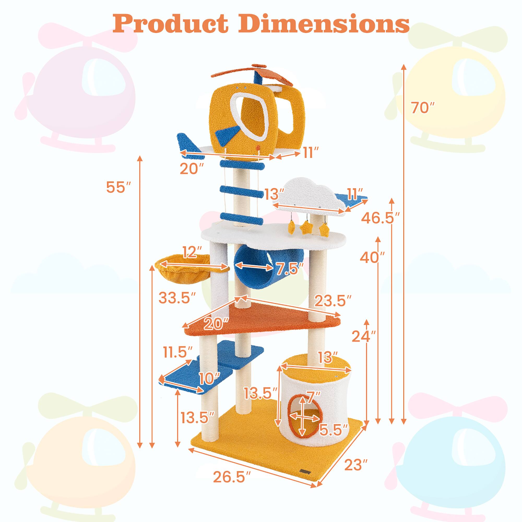 Product Dimensions:  
- Height: 70"  
- Width: 55"  
- Depth: 46.5"  
- Base: 40" x 33.5"  
- Seat Height: 12"  
- Seat Depth: 11.5"  
- Armrest Height: 20"  
- Armrest Width: 13"  
- Step Height: 10"  
- Step Width: 13.5"  
- Step Depth: 13.5"  
- Base Diameter: 26.5"  
- Base Width: 23"  
- Base Depth: 23"  
- Additional Dimensions: 7.5", 23.5", 24", 13", 7", 5.5"