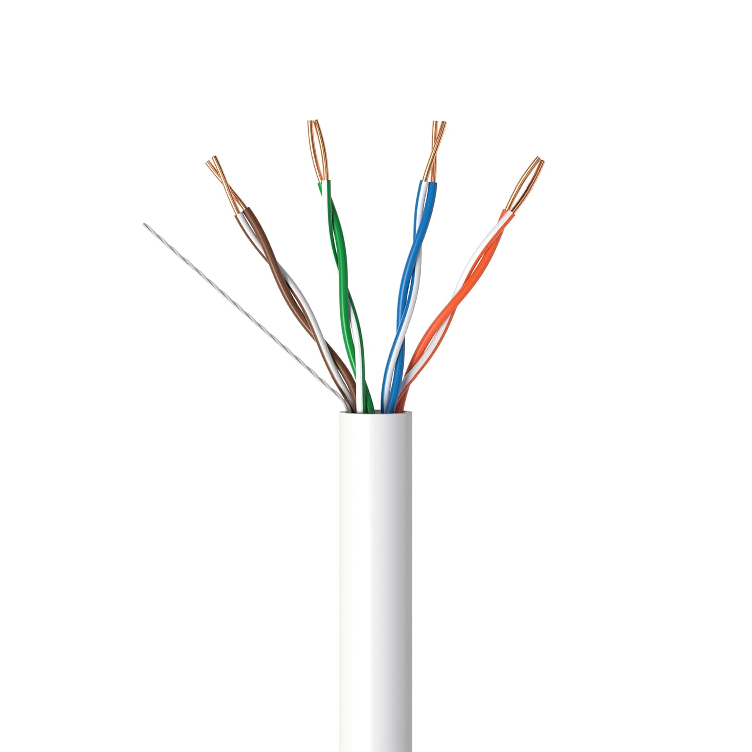 Angle. Cables Direct Online - 1000ft Cat5e Solid 24AWG Cable UTP Cat5 Bulk Pull Box Network Copper Clad Aluminum LAN Wire, Unshielded, White.
