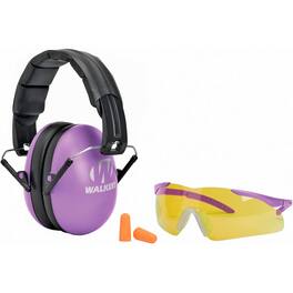 Walker’s - Walker's Youth and Women Combo Kit, Passive Muffs, Sport Glasses and Foam Tips - Purple