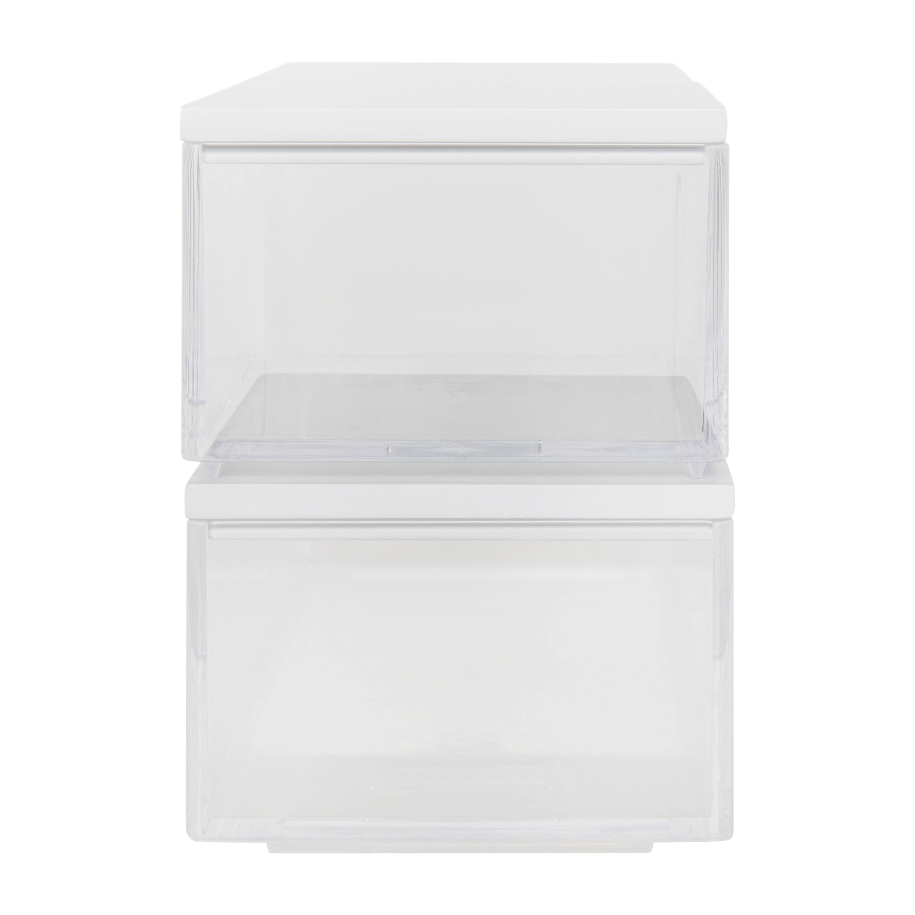 Alt View 17. Martha Stewart - Brody Premium Clear Plastic Storage Bins MDF Lids-2-SM/1-MED - Clear/White.