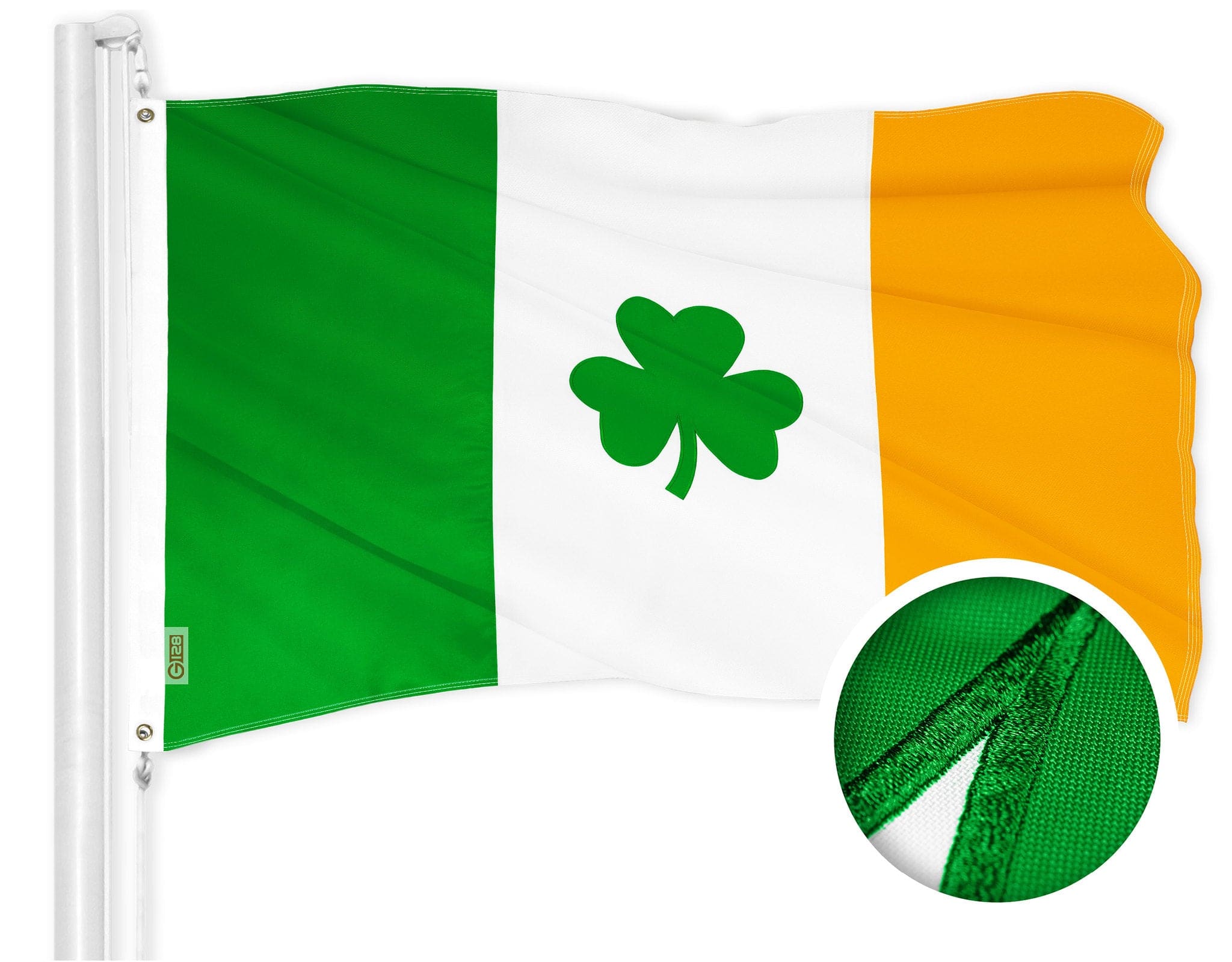 G128 - Ireland Shamrock Flag 4 x 6 ft Embroidered 300D Polyester - Assorted Colors