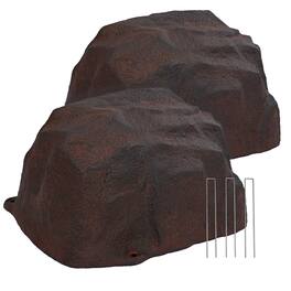 Sunnydaze - 2 Low-Profile Artificial Landscape Rock with Stakes - Brown