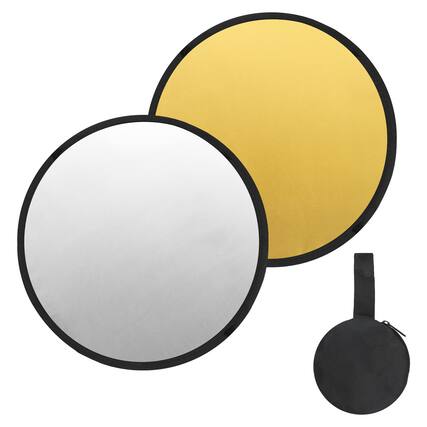 Front. Unique Bargains - 12"/30cm 2-in-1 Collapsible Light Reflector with Bag for Studio/Outdoor - Gold/Silver.