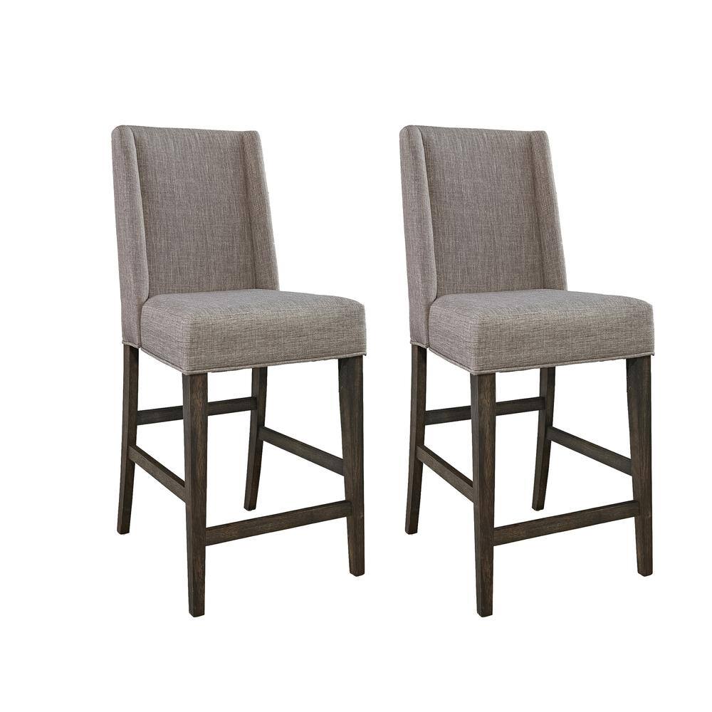 Left. Liberty Furniture Industries - Double Bridge Upholstered Counter Chair (RTA)-Set of 2 in Dark Chestnut - Brown.