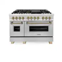 ZLINE - Autograph 48" Legacy Dual Fuel Range w/ 7 Burners & Champagne Bronze Accents (RAZ-48-CB) - Multicolor - Front_Zoom