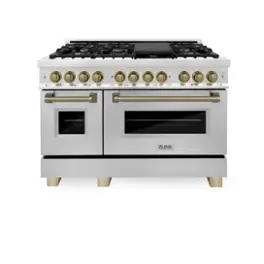 ZLINE - Autograph 48" Legacy Dual Fuel Range w/ 7 Burners & Champagne Bronze Accents (RAZ-48-CB) - Multicolor
