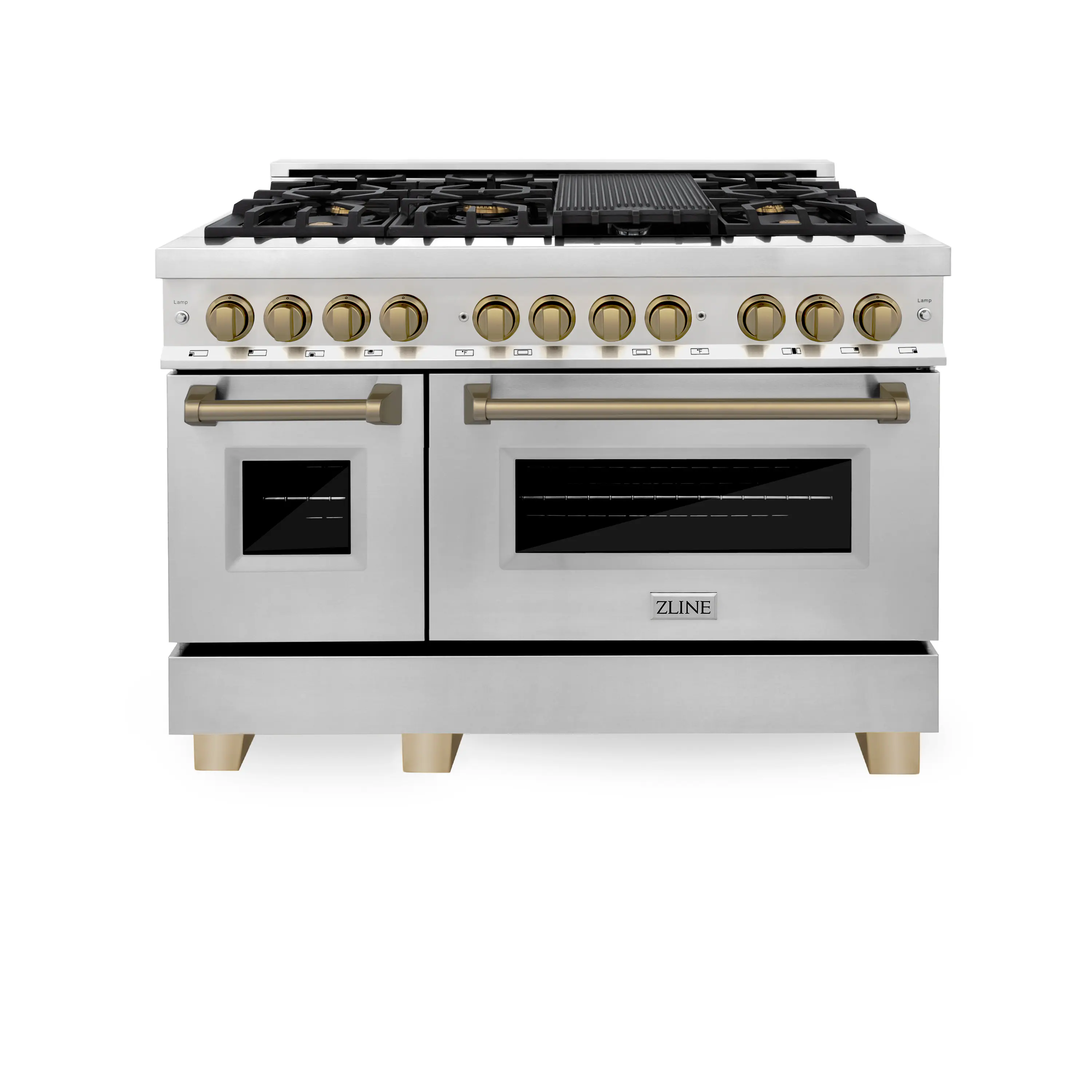 ZLINE - Autograph 48" Legacy Dual Fuel Range w/ 7 Burners & Champagne Bronze Accents (RAZ-48-CB) - Multicolor