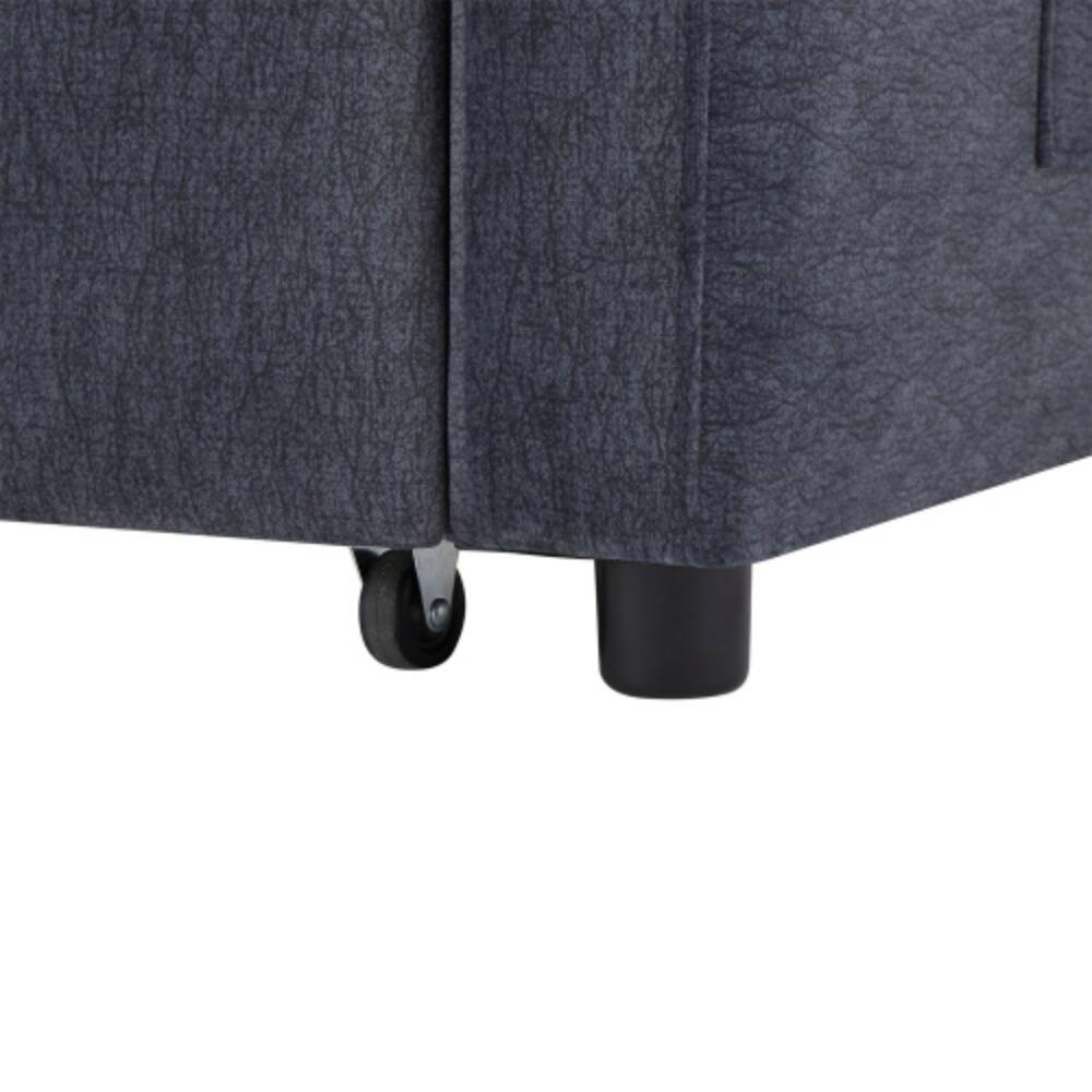 Alt View 4. LUCKY ONE - 55.9" Convertible Loveseat Sofa Bed w/ 3 USB Ports Cup Holders Swivel Phone Holder - Blue-gray.