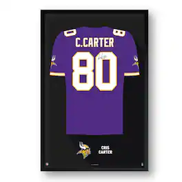 Sporticulture - Cris Carter Minnesota Vikings Framed 27" x 39" Retired Jersey Art Print - Multicolor