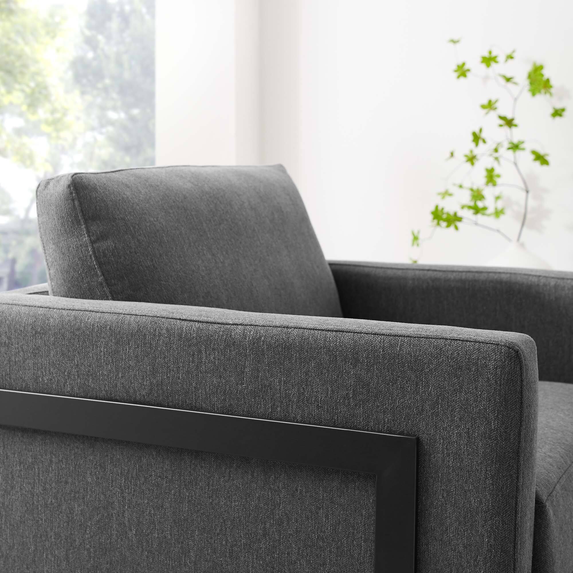 Back. Modway - Posse Upholstered Fabric Accent Chair by Modway - Black Charcoal.