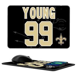 Keyscaper - Chase Young New Orleans Saints Wireless Charger and Mouse Pad - Black