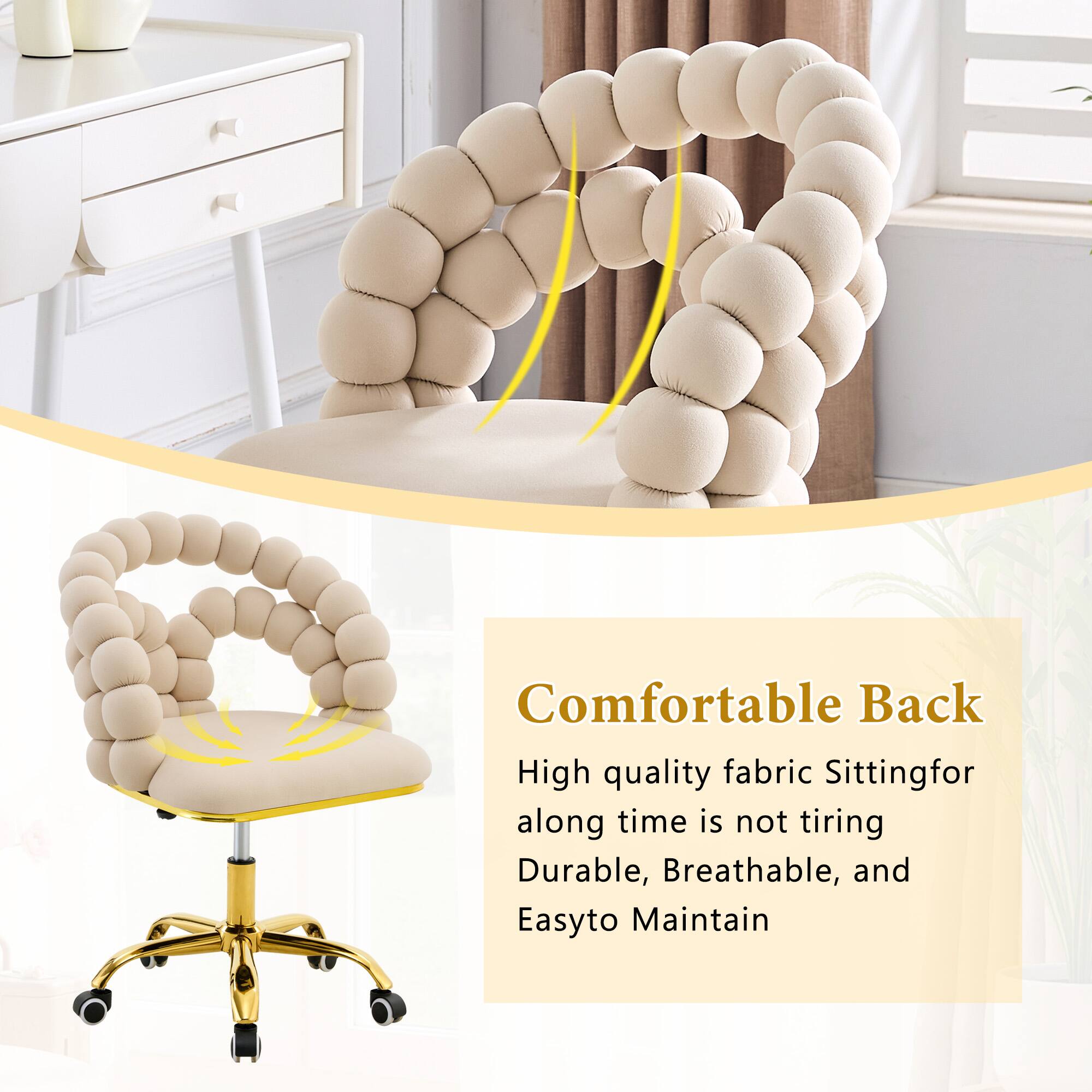 Comfortable Back  
High quality fabric  
Sitting for a long time is not tiring  
Durable, Breathable, and Easy to Maintain